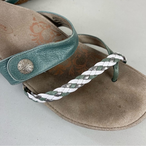Aetrex Lena Sandals Teal Leather Slide Flip Flops Women's Size 8 Arch Support - Picture 7 of 8